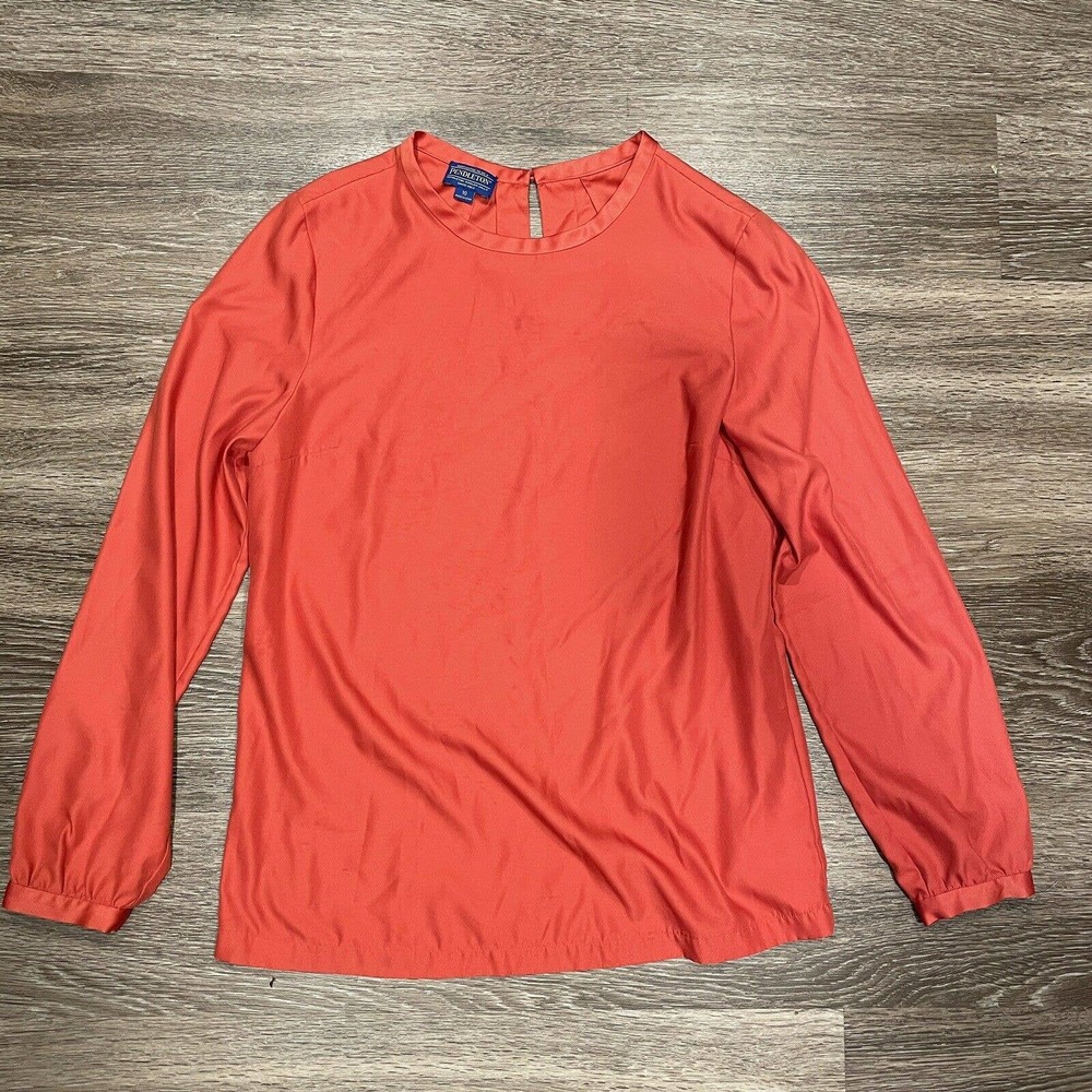 Pendleton Collarless Red Pullover Button Cuff Blo… - image 2